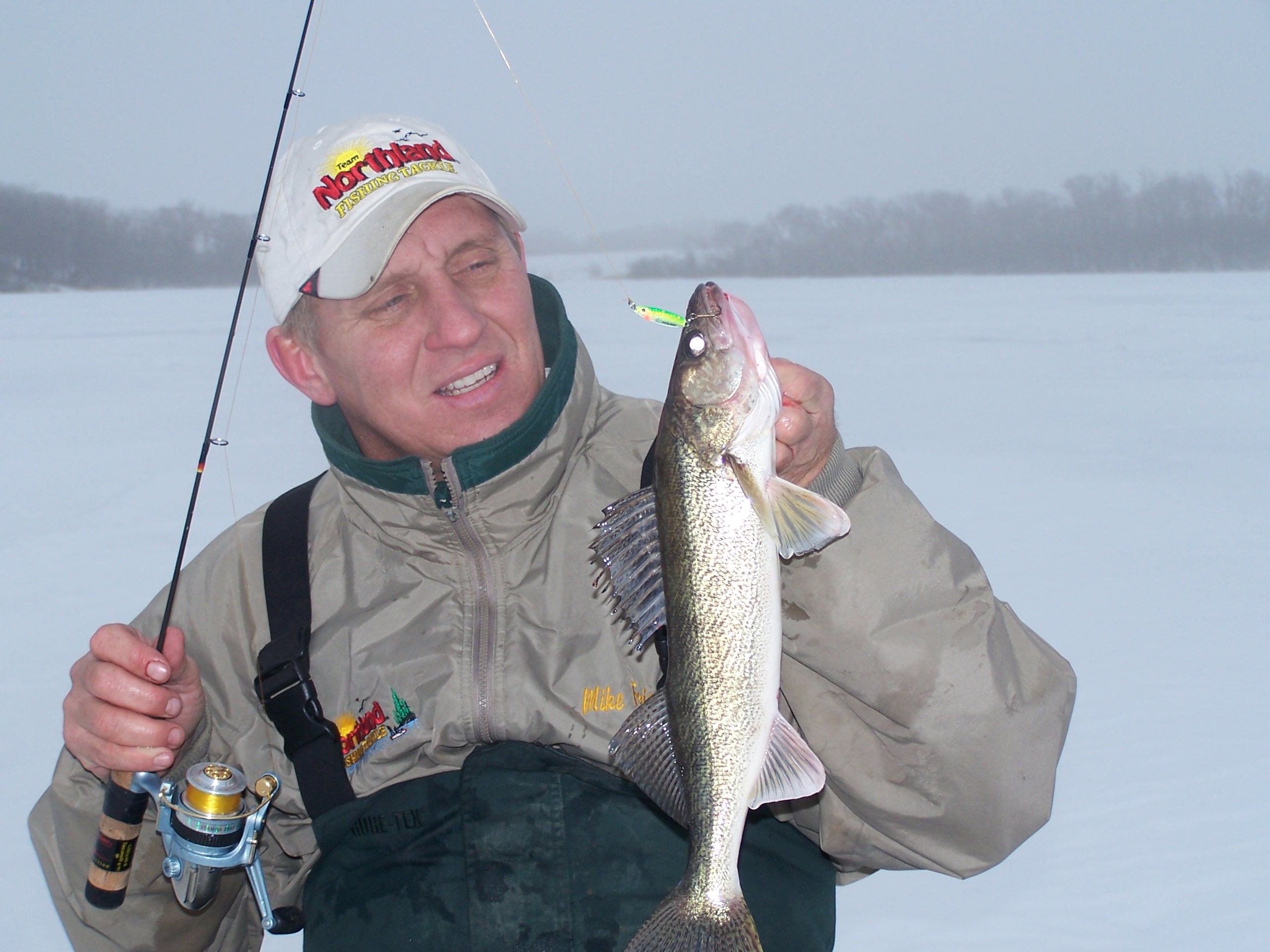 How to land big fish through the ice while ice fishing. 