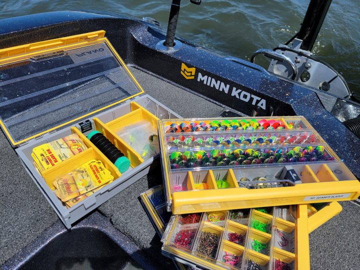 Big Full Fishing Tackle box Loaded with spinners, ji, and more, good fishing  s