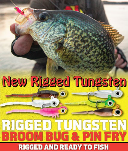 NEW Northland Fishing Tackle Rigged Tungsten ice fishing jigs, Broom Bug and Pin Fry jigs are ready for pan fishing.