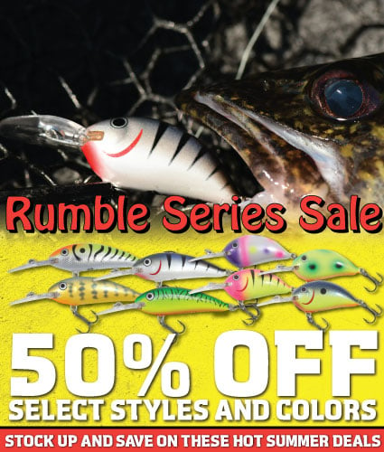 Northland Fishing Tackle Rumble crankbait sale, 50% off select styles and colors.