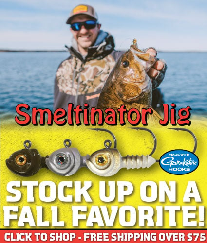 Northland Fishing Tackle Smeltinator Jig, Gussy's favorite fall jig for chasing big bass.